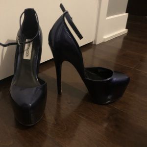 Purple ankle-strap heels